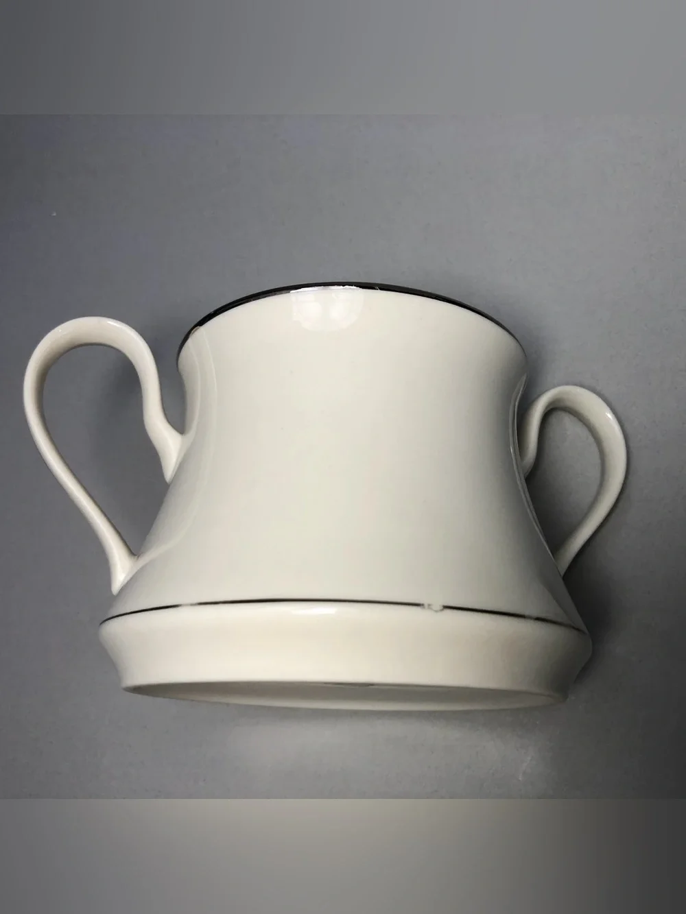 Fashion Manor Fine China Platinum Herald Sugar Bowl w/lid & Creamer Pitcher Set